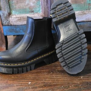 Dr. Martens Black Ankle Boots with Yellow Stitching